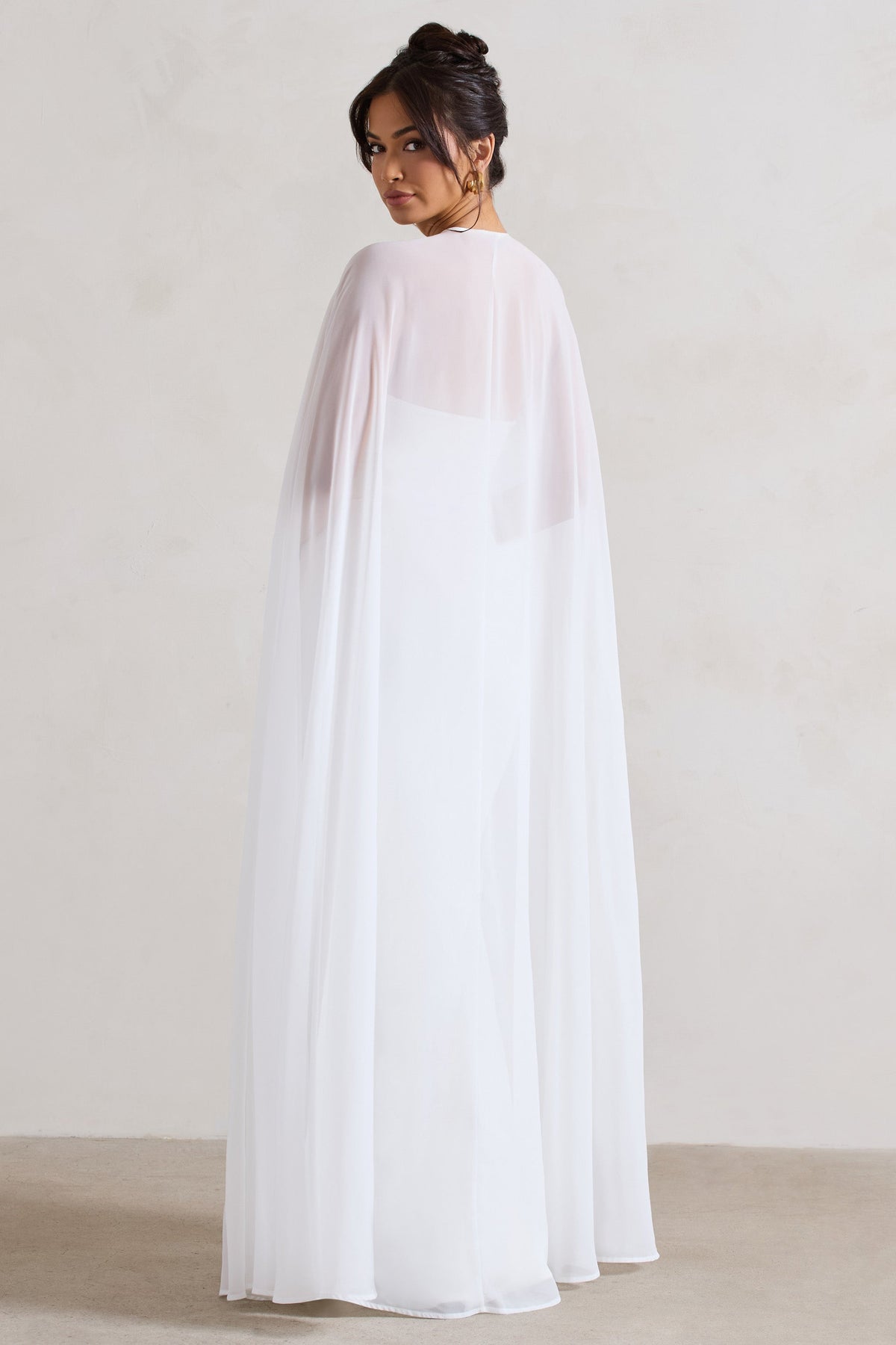 Mythical | White Chiffon Floor-Length Cape