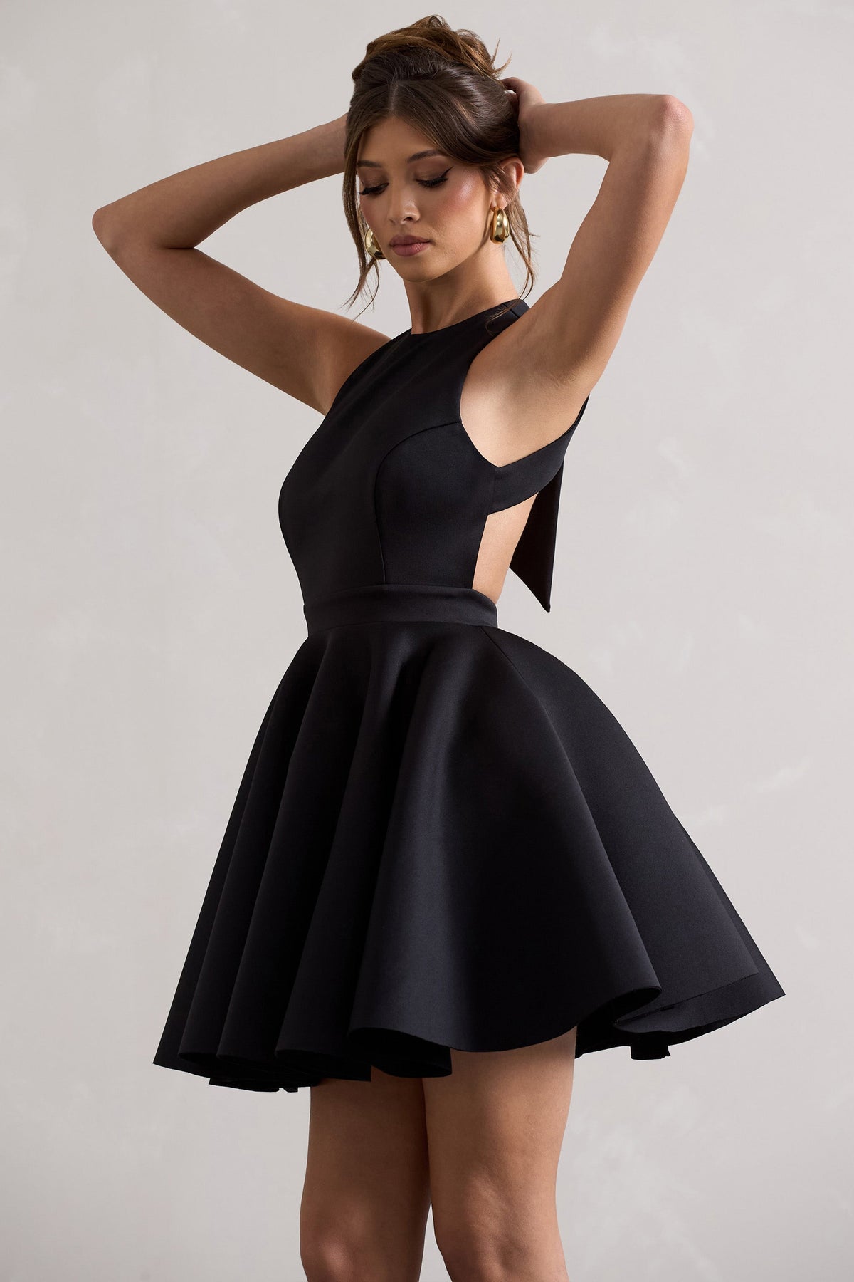 Waverly Black Racer-Neck Sleeveless Skater Mini Dress – Club L London - USA