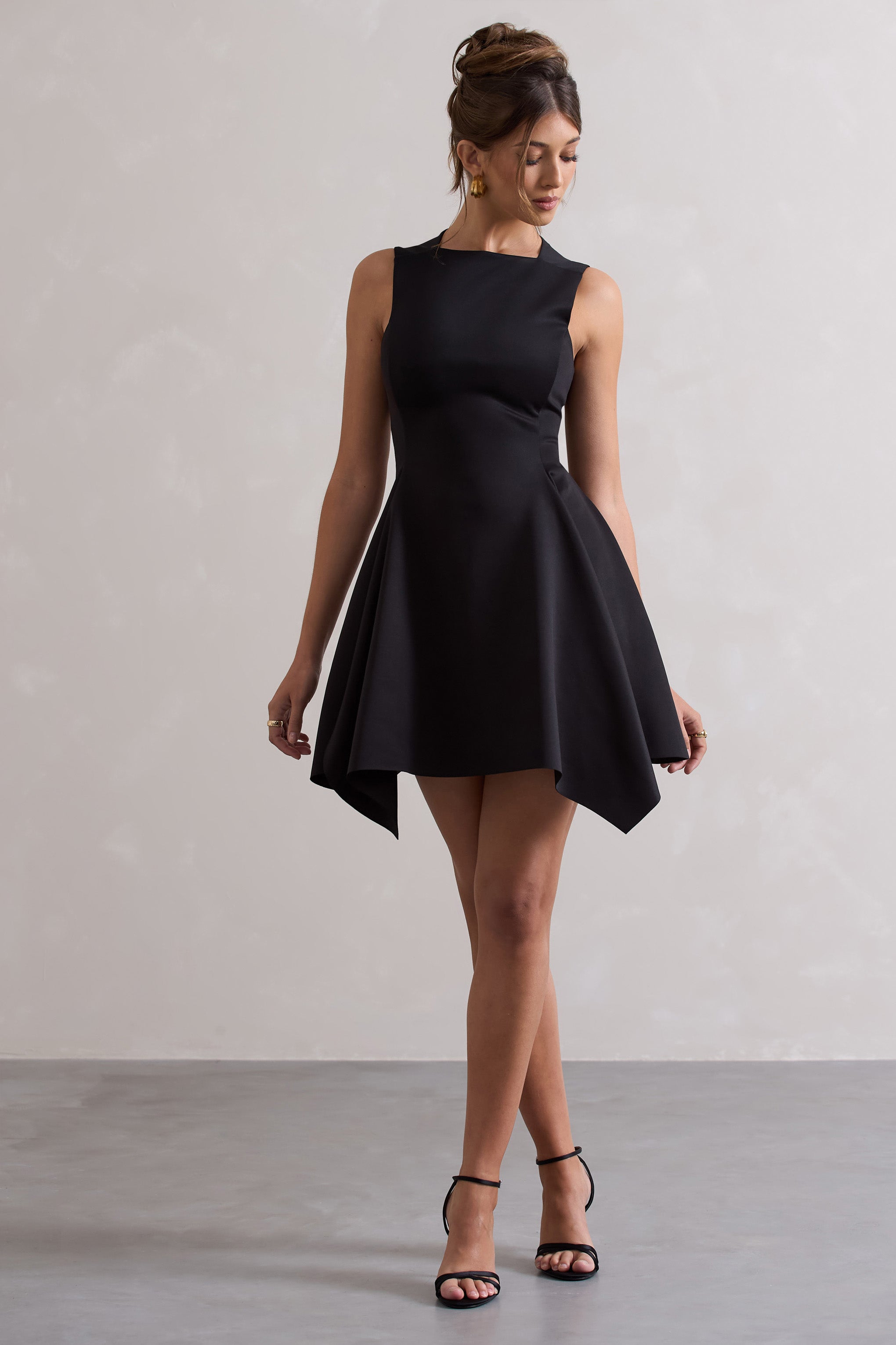 Scout Black Sleeveless Draped Hem Mini Dress – Club L London