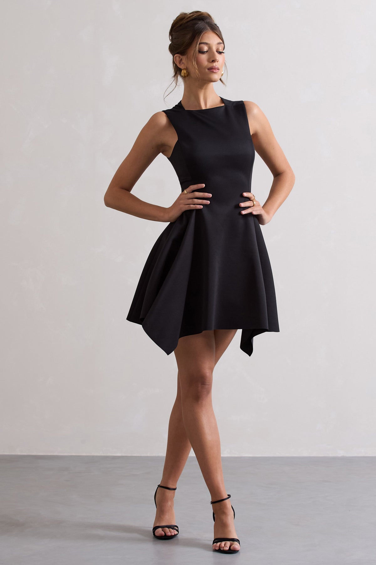 Scout | Black Sleeveless Draped Hem Mini Dress