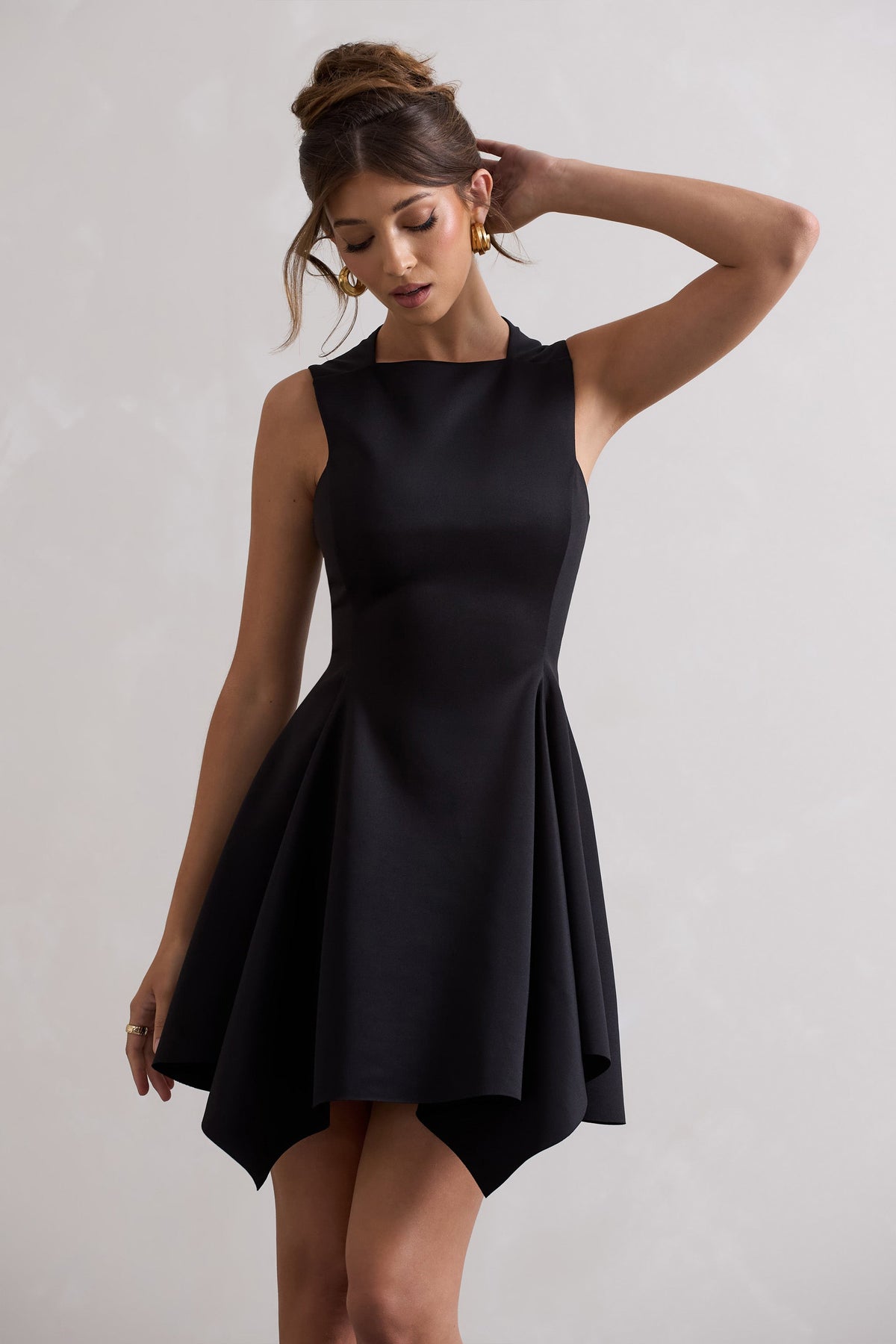 Scout Black Sleeveless Draped Hem Mini Dress – Club L London - USA