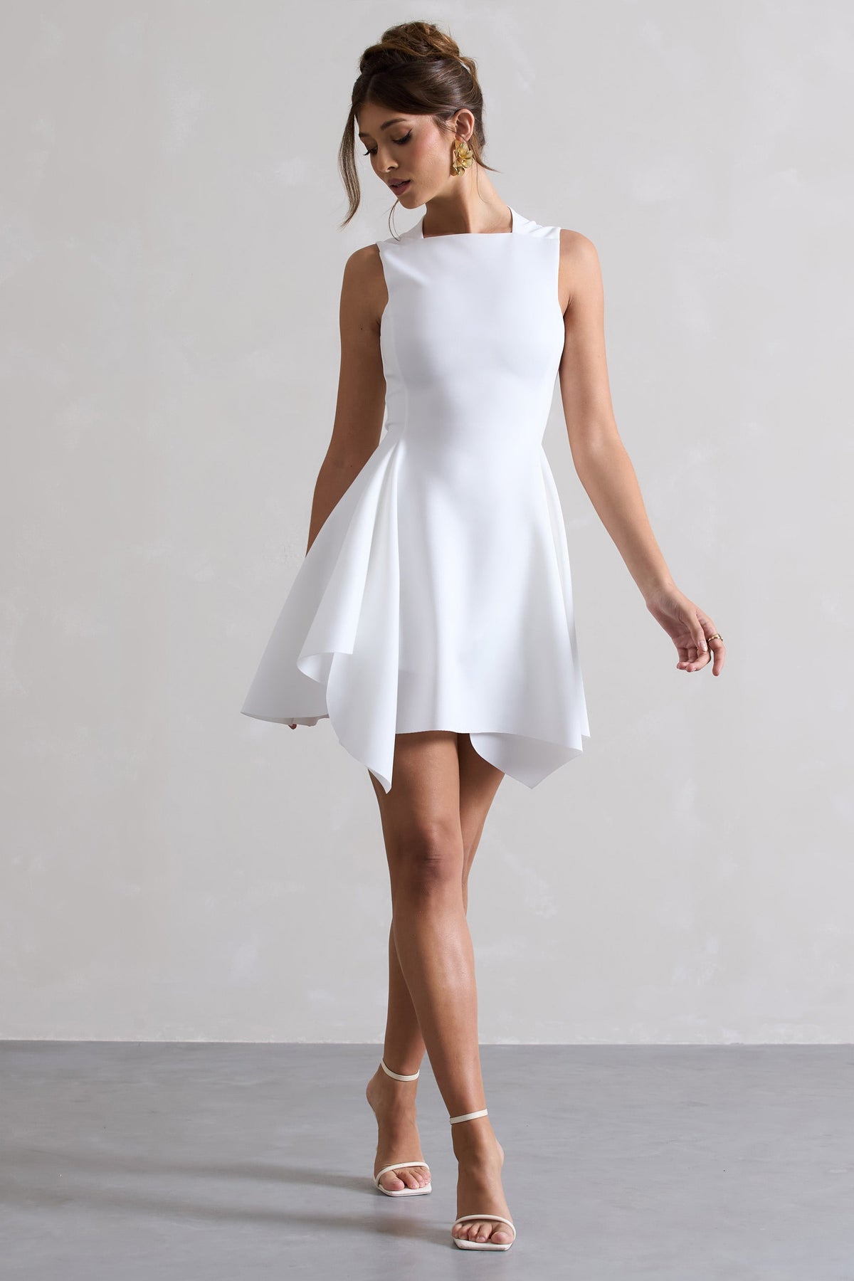 Scout | White Sleeveless Draped Hem Mini Dress