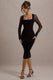 Off Track | Black Bodycon Midi Dress With Sheer Sleeves - Club L London - USA