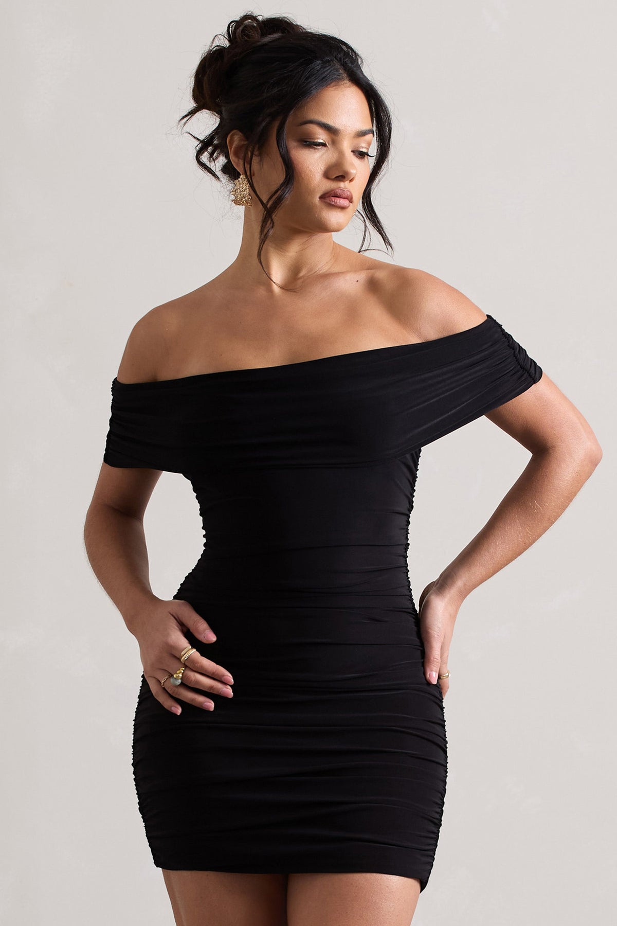 Zeta Black Bodycon Bardot Mini Dress – Club L London - USA