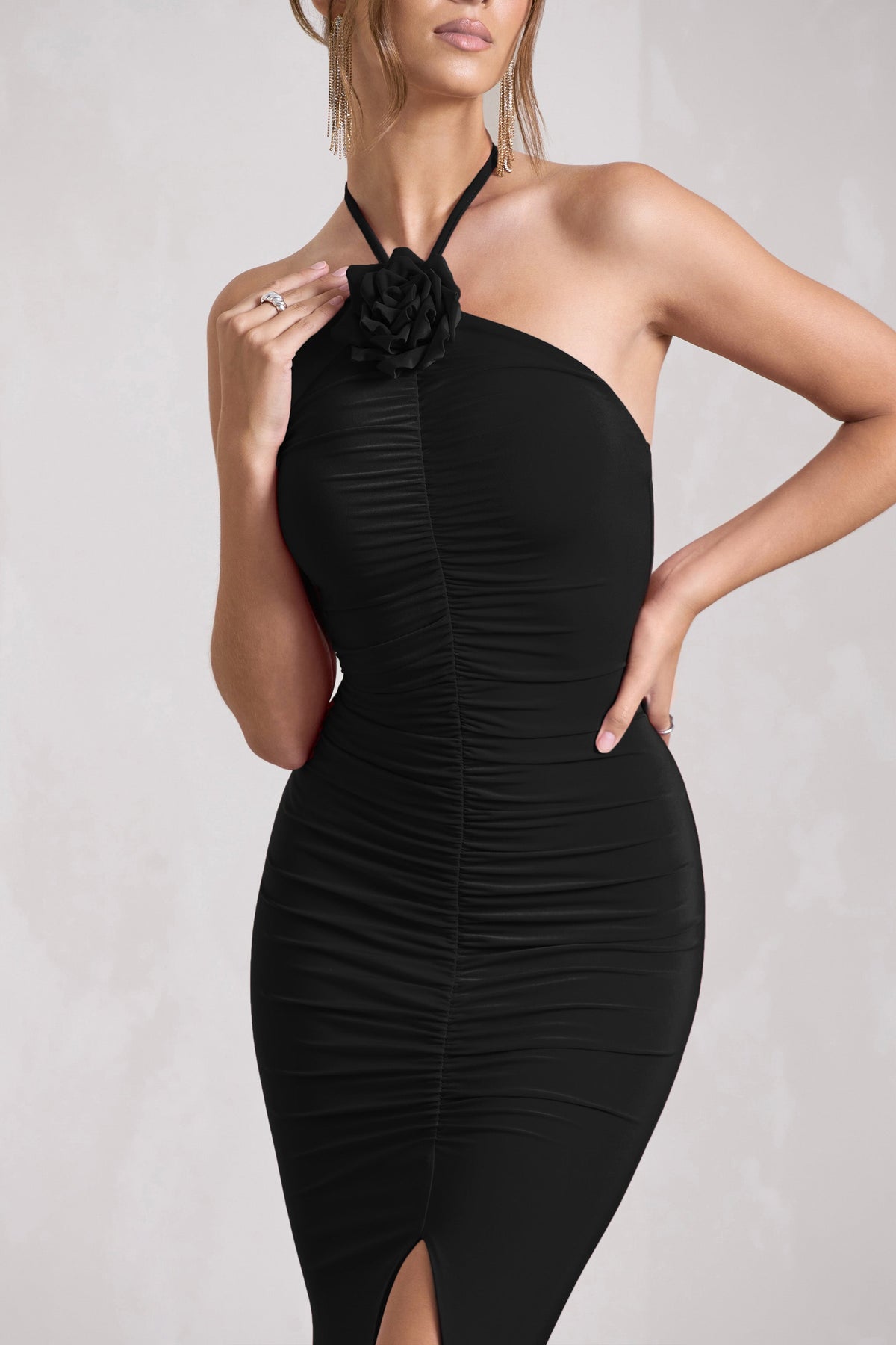 Buy Black Halterneck Tummy Control Skirted Swim Dress from the Next UK  online shop