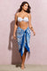 Keke | Blue Porcelain Print Chiffon Draped Sarong