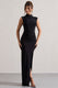Lanetta | Black Ruched High-Neck Maxi Dress With Split - Club L London - USA