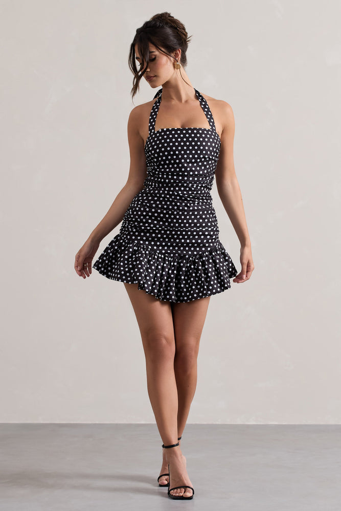 ワンピース herlipto Polka-Dot Open Shoulder Dress 160cm台が着る✨】Polka-Dot Open Shoulder Dressをサイズ比較し