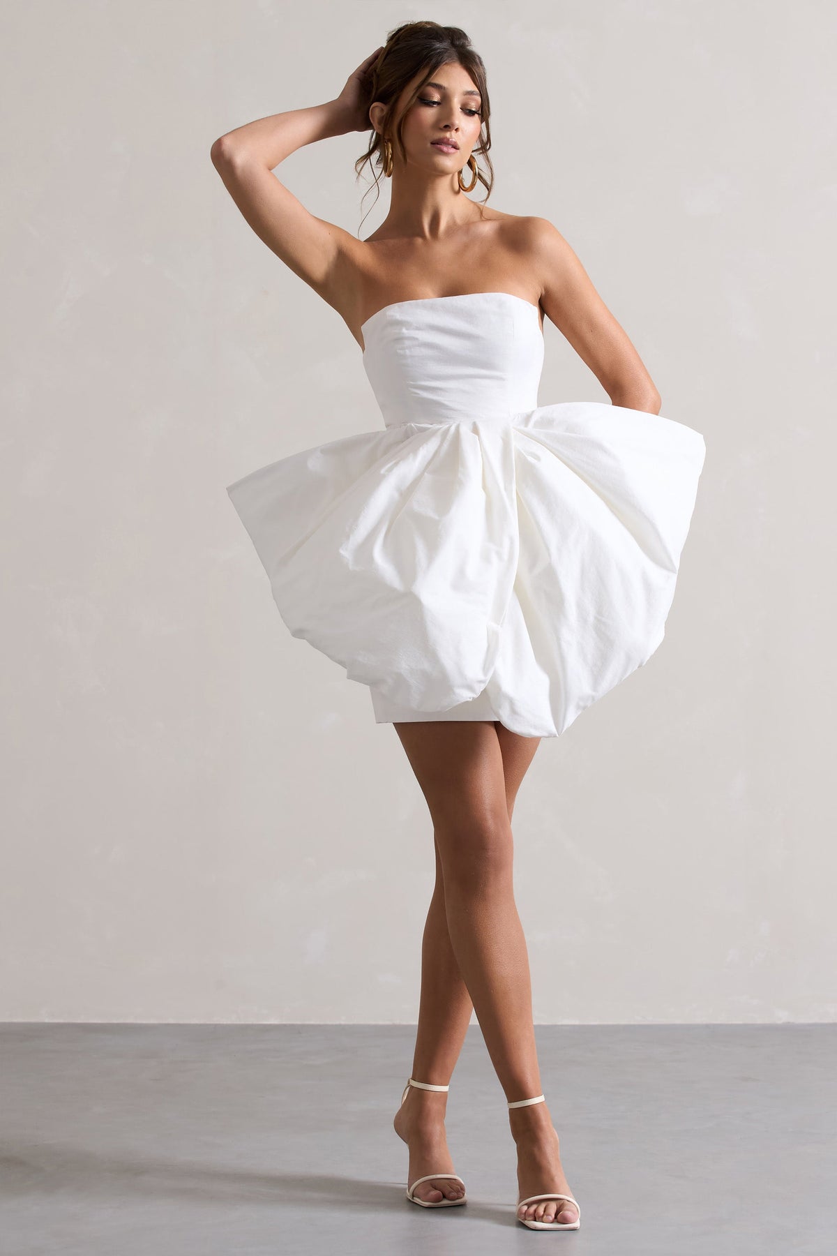 Bladen Cream Bandeau Mini Dress With Detachable Bow Skirt Club L London - USA Bladen Cream Bandeau Mini Dress With Detachable Bow Skirt Club L London - USA