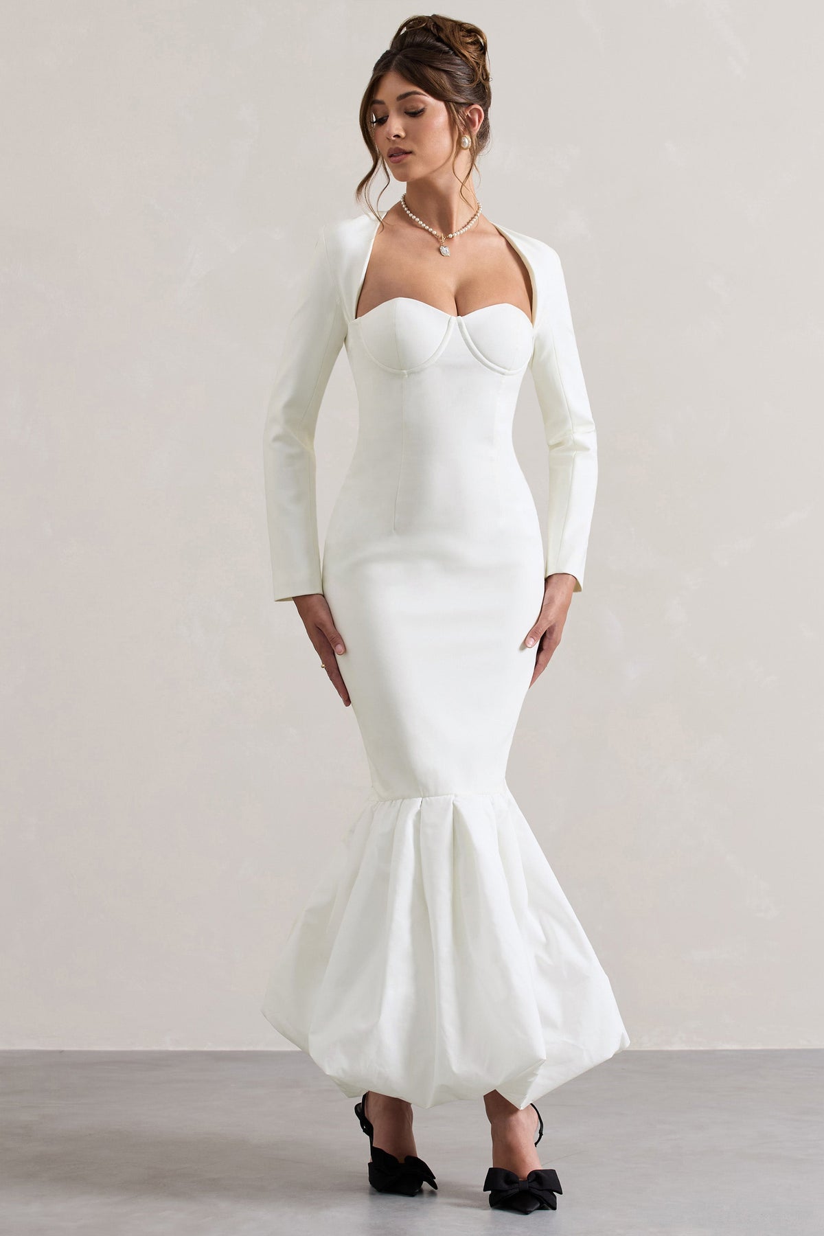 London | Cream Sweetheart Maxi Dress with Volume Hem - UK 6 Cream London | Cream Sweetheart Maxi Dress with Volume Hem - UK 6 Cream