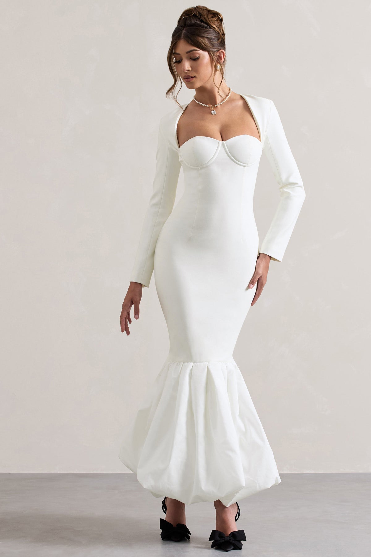 London | Cream Sweetheart Maxi Dress with Volume Hem - UK 6 Cream London | Cream Sweetheart Maxi Dress with Volume Hem - UK 6 Cream