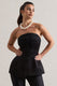Century | Black Satin Strapless Button Front Corset Top - Club L London - USA
