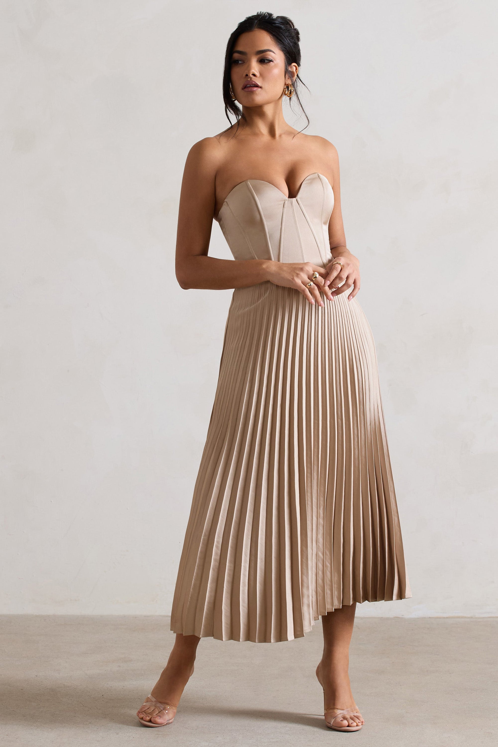 wine satin pleated corset midi dress HOUSE OF CB 'Flora' Wine Satin Pleated Corset Midi Dress is available for purchase on au PAY Market - Imported Goods Online Store Co.Ltd. | au PAY Market