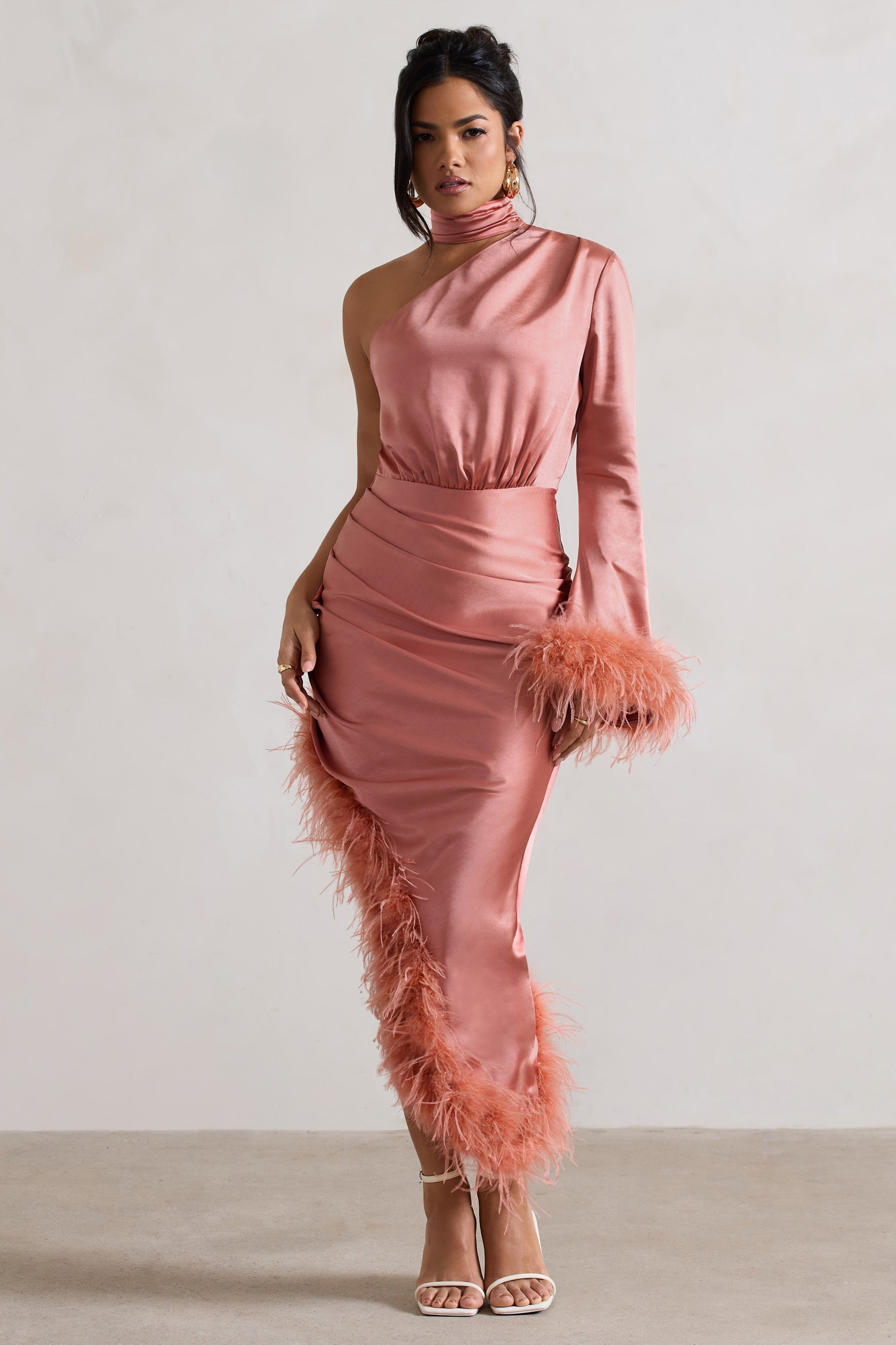 ★SCULPTOR★ Unbalance Cowl Satin Dress Coral SC22A312PK MUSINSA | SCULPTOR Unbalance Cowl Satin Dress Coral