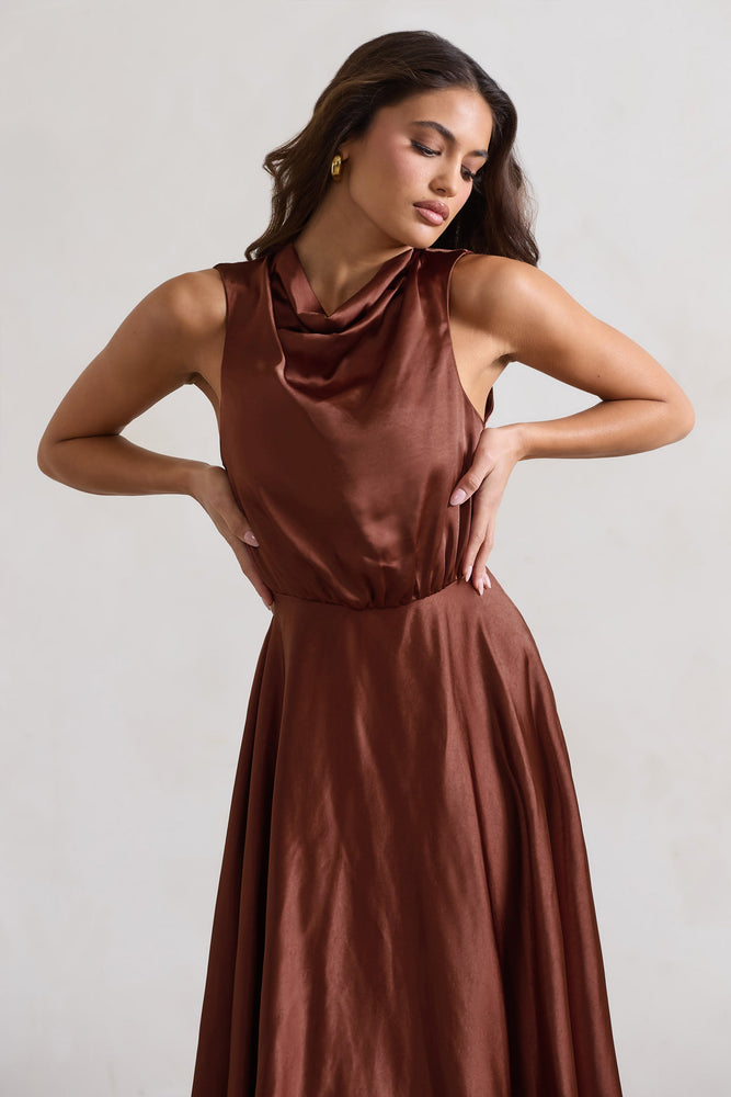 Anderson Maxi Dress ~ Chocolate Luxe Satin XXS