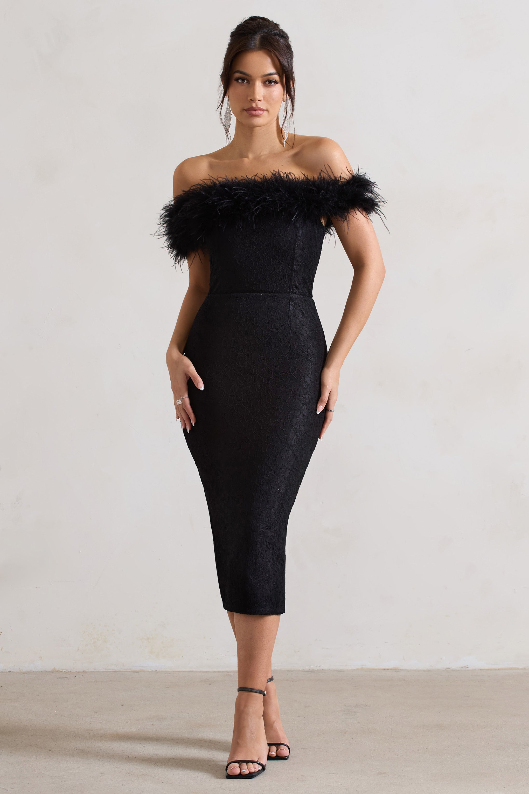パーティードレス Black Lace-Trim Midi Dress Lace Trim Midi Dress Black Online | Zimmermann