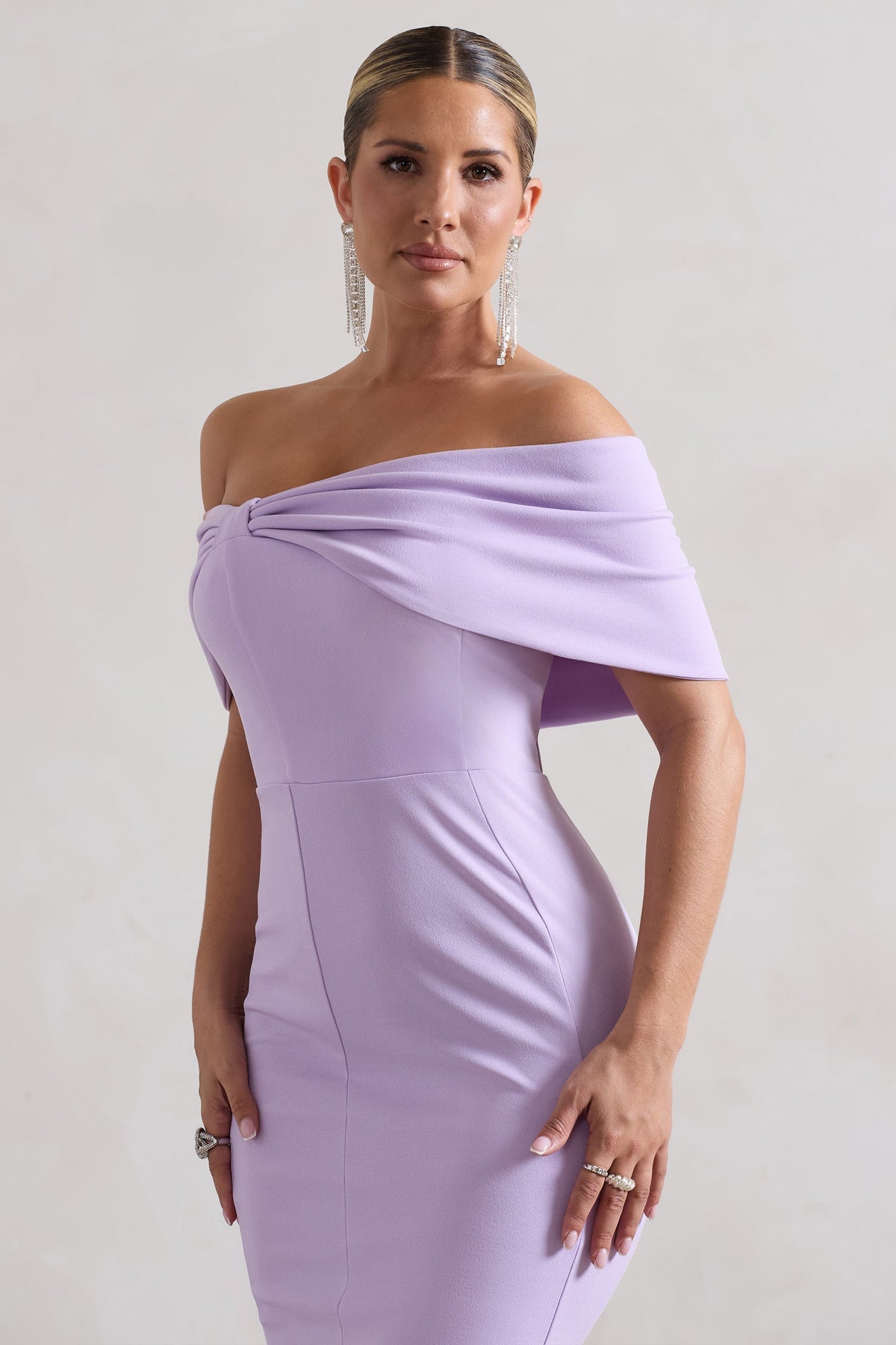 Formal Gown Lilac Bardot Dress Lydia Pastel Lilac Bardot Bow Detail Midi Dress Club L London USA Formal Gown Lilac Bardot Dress Lydia Pastel Lilac Bardot Bow Detail Midi Dress Club L London USA