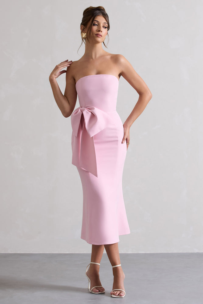 Shape rose satin bandeau midi dress top