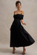 Marguerite | Black Twisted Bardot Drop-Waist Maxi Dress - Club L London - USA