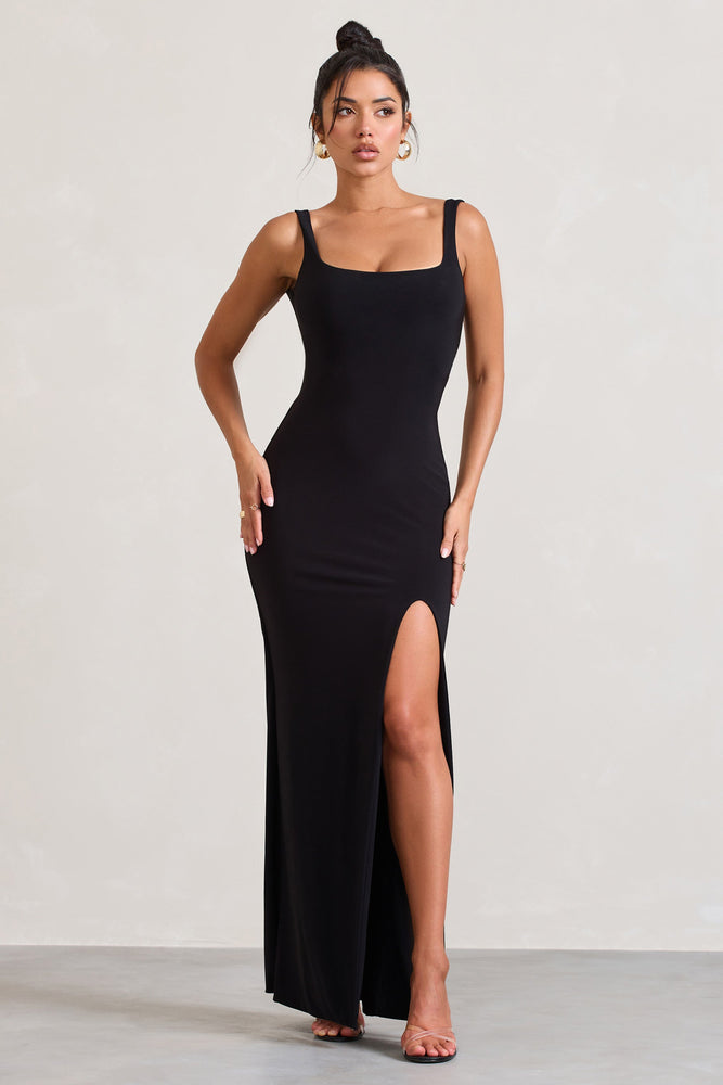 Elenora Black Embellished Bodycon Long-Sleeve Maxi Dress – Club L