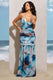Clio | White Print Halter-Neck Chiffon Fishtail Maxi Dress - Club L London - USA
