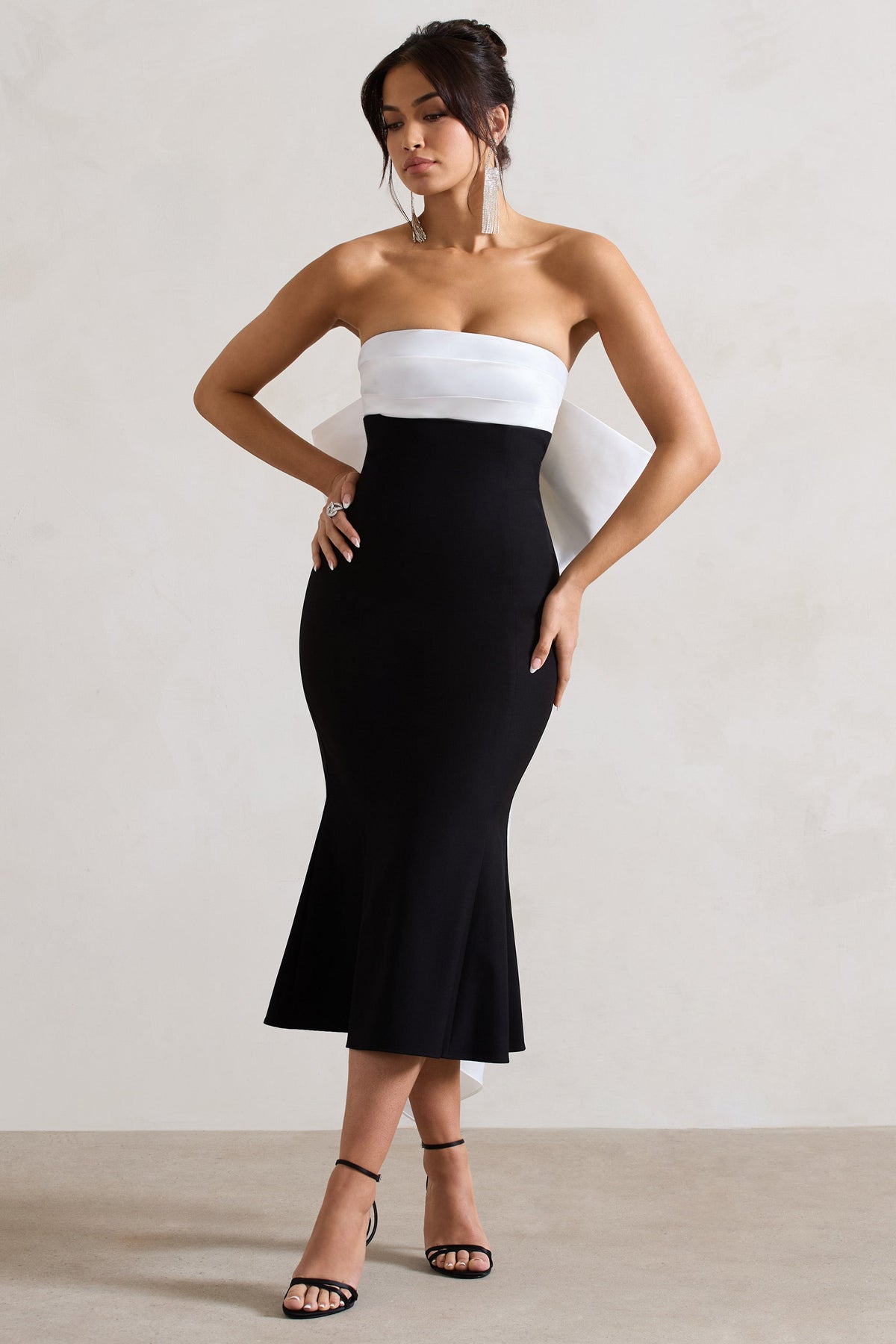 Wishlist Black Bandeau Midi Dress With Oversized White Bow