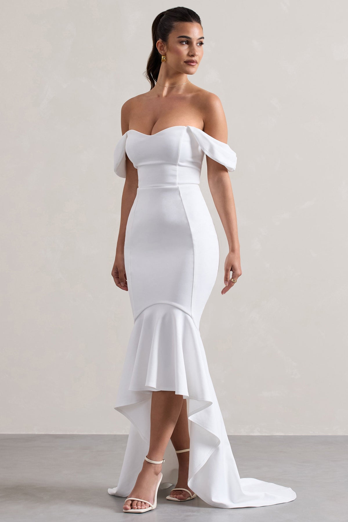 Cotillion | White Sweetheart High-Low Maxi Dress With Ruffle Hem