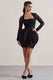 Alto | Black Square-Neck Mini Dress With Puff Skirt - Club L London - USA