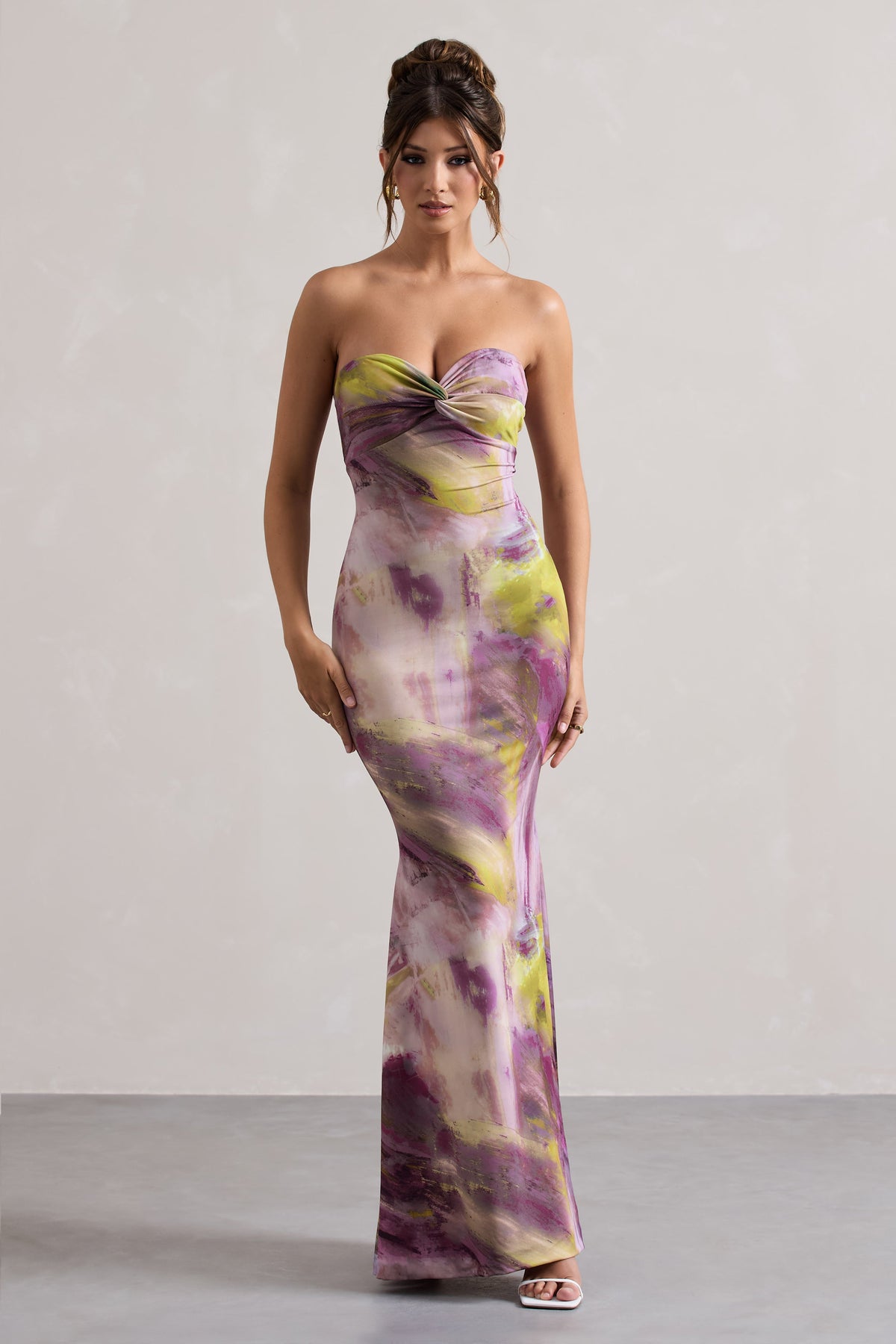 Santiago | Lilac Print Strapless Twist Maxi Dress Santiago | Lilac Print Strapless Twist Maxi Dress