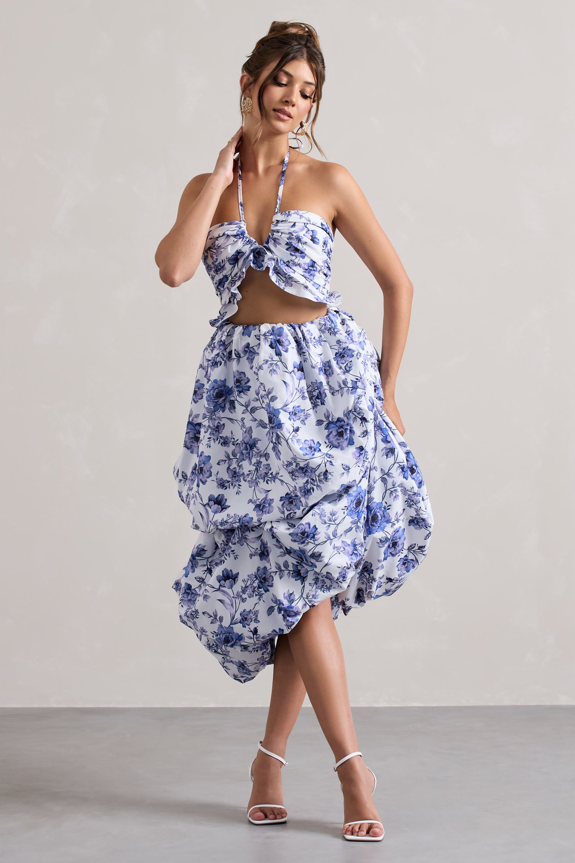 volume skirt midi dress Tie Neck Volume Skirt Midi Dress Odd Muse