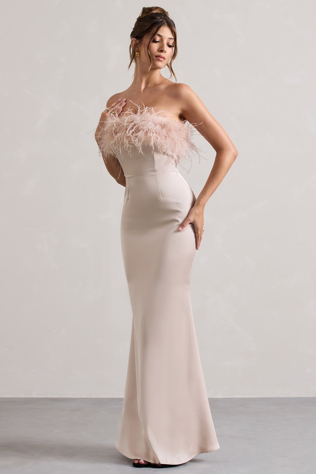 WB_CL134575059-DressForItChampagneSatinStraplessFeatherTrimMaxiDress3