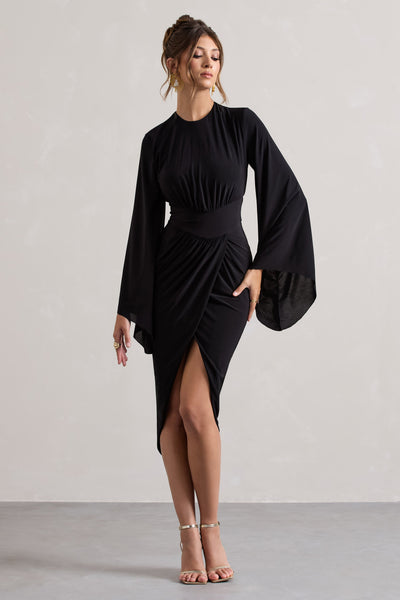 black wide sleeve dress Endless Rose