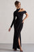 Tyla | Black Asymmetric High-Neck Split Maxi Dress