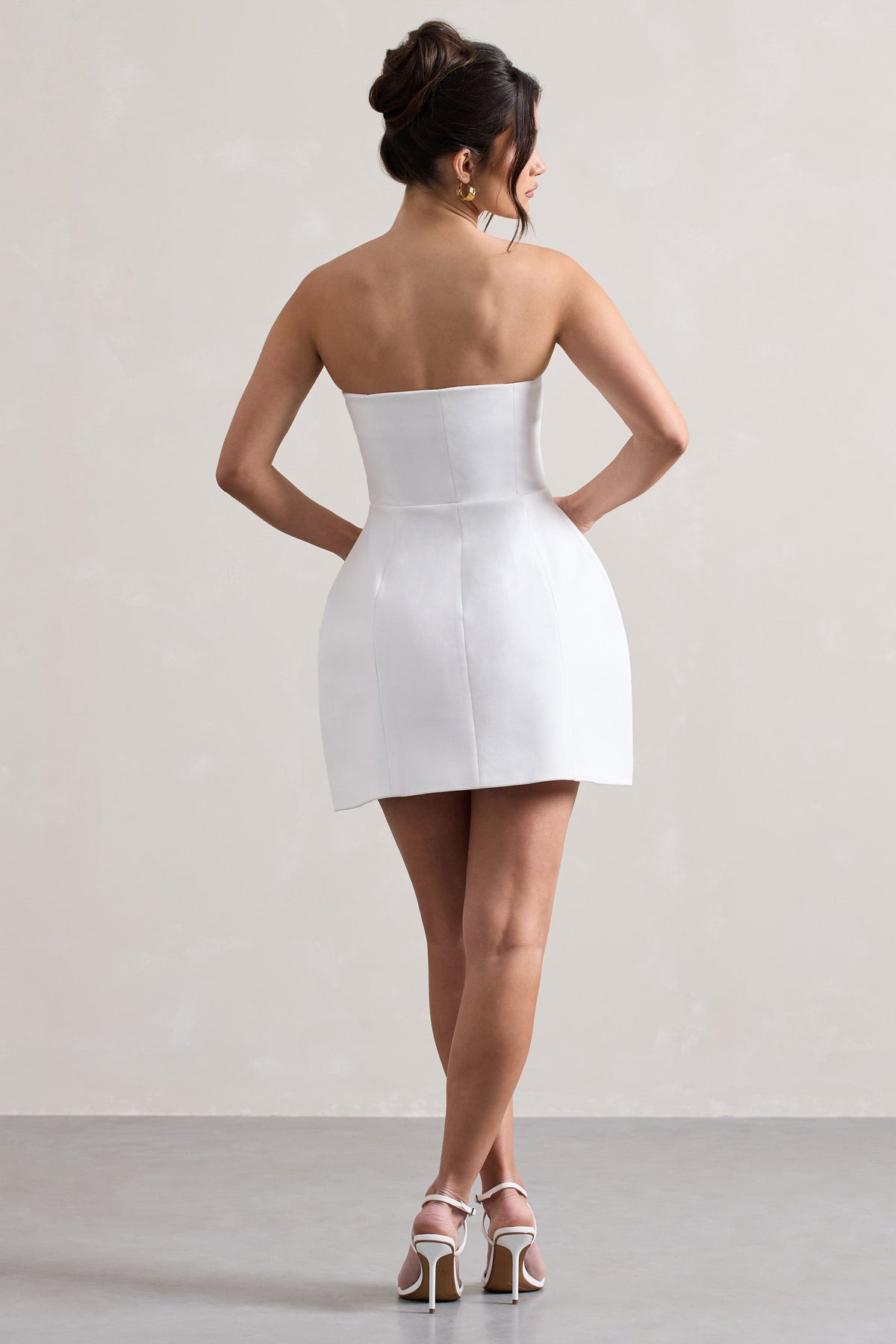 club london white dress Anniston White Bandeau Tailored Buttoned Mini Dress – Club L London