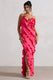 Full On | Hot Pink V-Neck Ruffle Maxi Dress - Club L London - USA