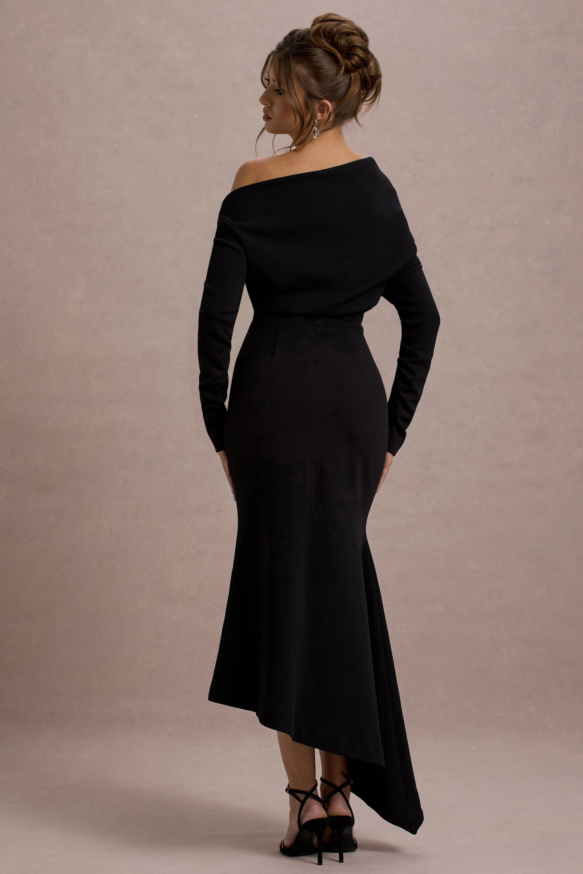 Lou | Black One-Shoulder Asymmetric Maxi Dress - Club L London - USA