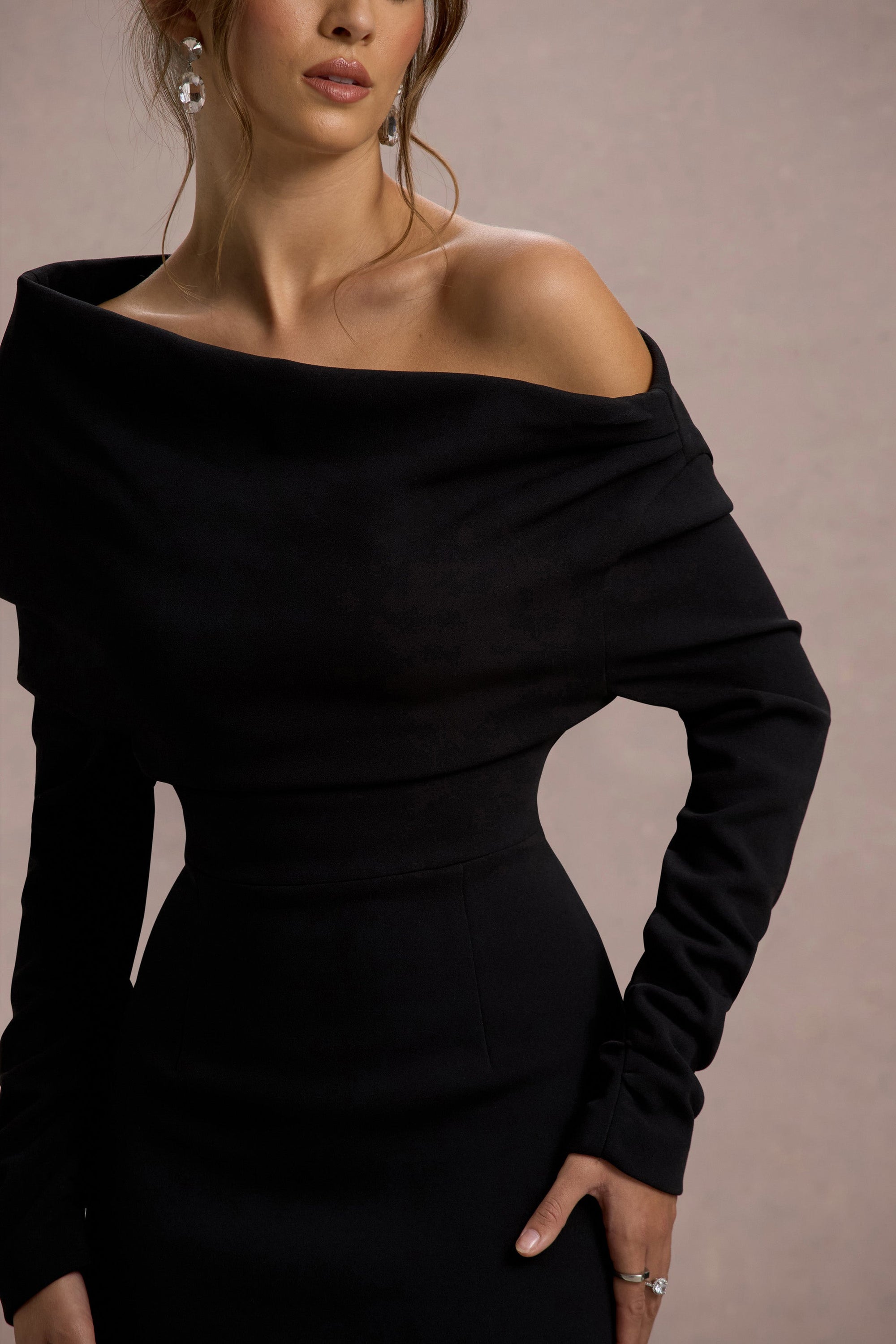 Lou | Black One-Shoulder Asymmetric Maxi Dress - Club L London - USA