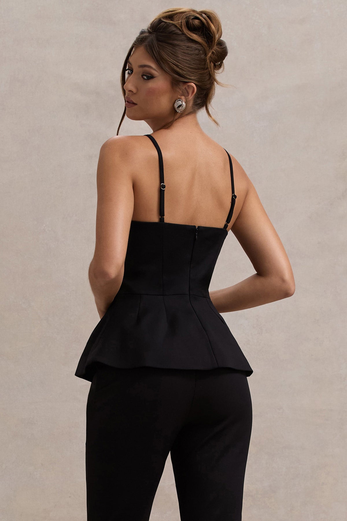 Skyla | Black Strappy Top With Buttons