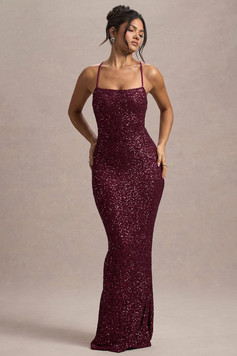 Sequin Square Neck Maxi Cami Dress
