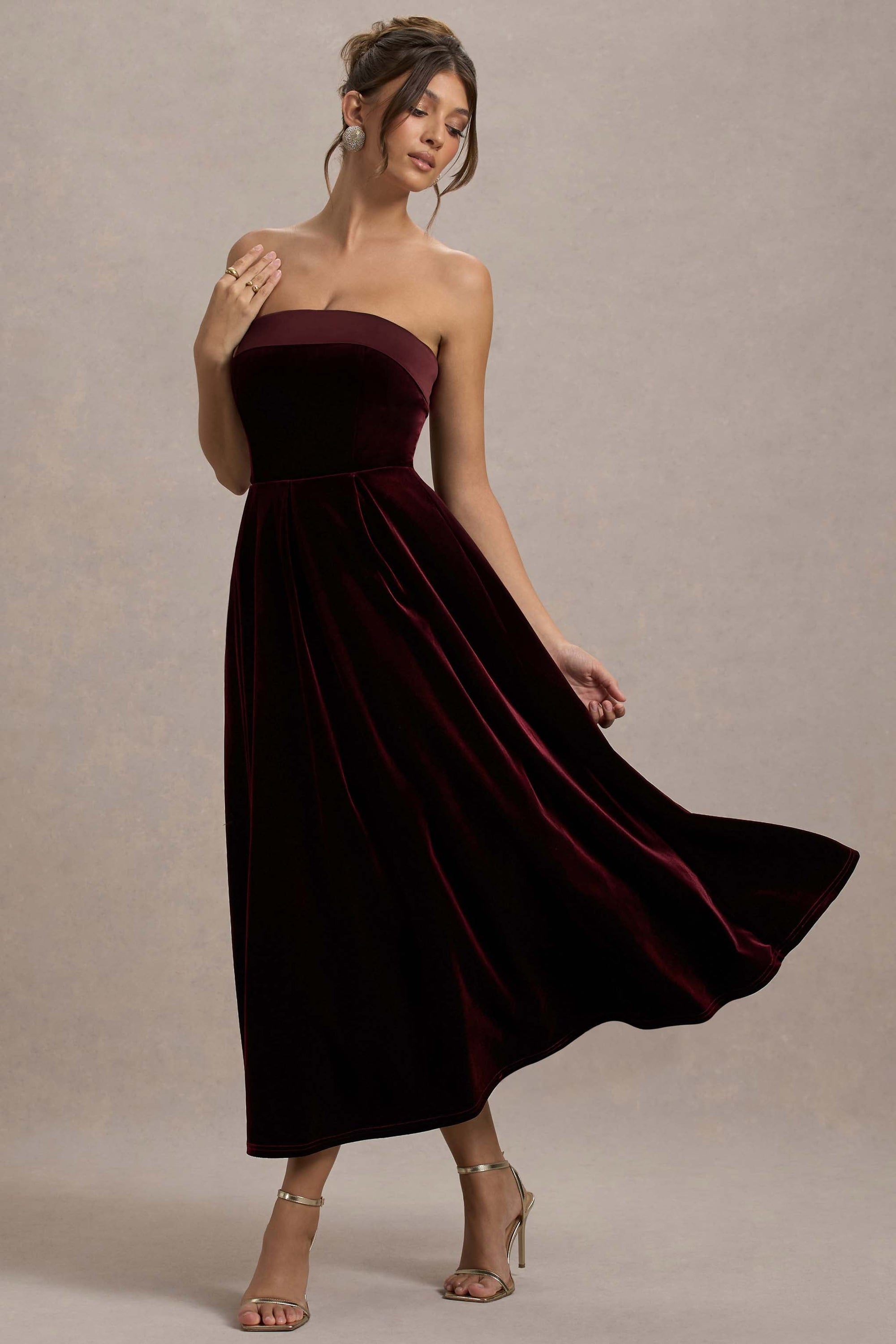 Delray | PORT Velvet Bandeau Midi Dress