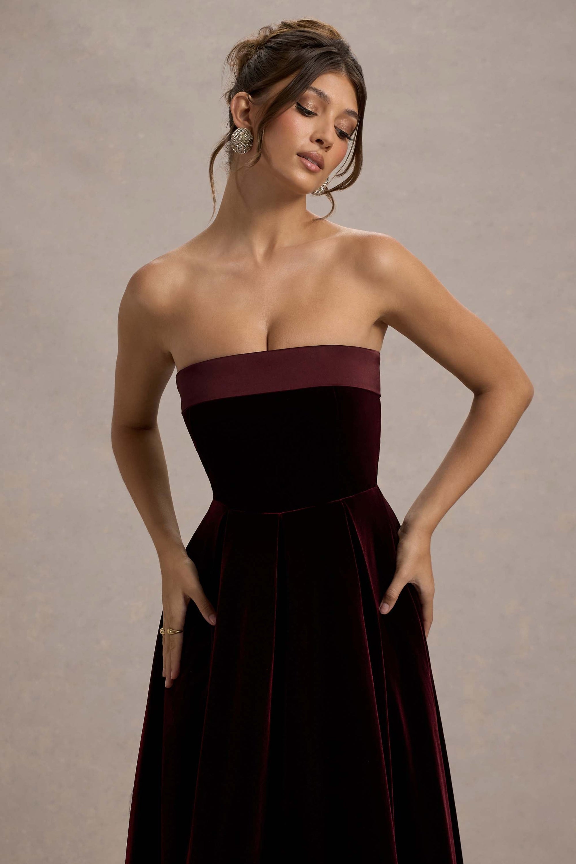 Delray | Port Velvet Bandeau Midi Dress - Club L London - USA