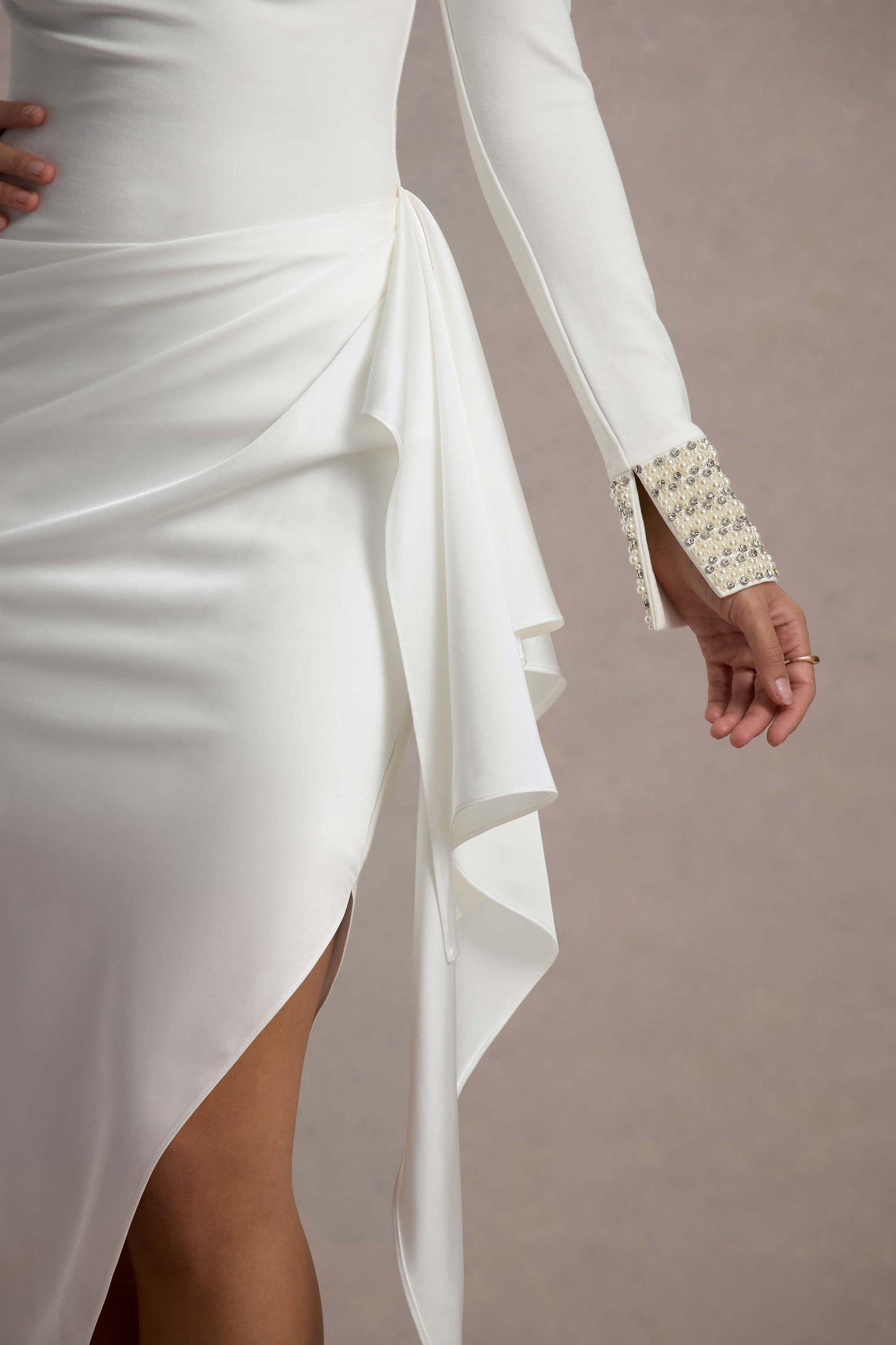white satin long sleeve midi dress White Satin Maxi Dress With Long Sleeves Italian Silky Satin Gown Handmade Custom Size Formal Dress Elegant Wedding Guest Outfit