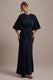 Cinder | Navy Satin Gathered Maxi Dress - Club L London - USA