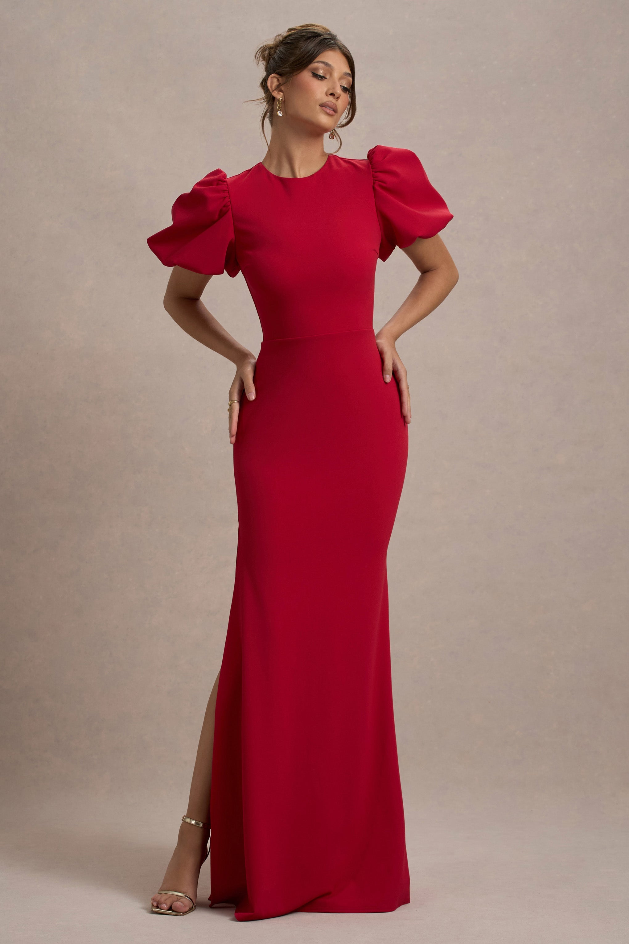 Love Letters | Red Puff-Sleeve Maxi Dress – Club L London - USA