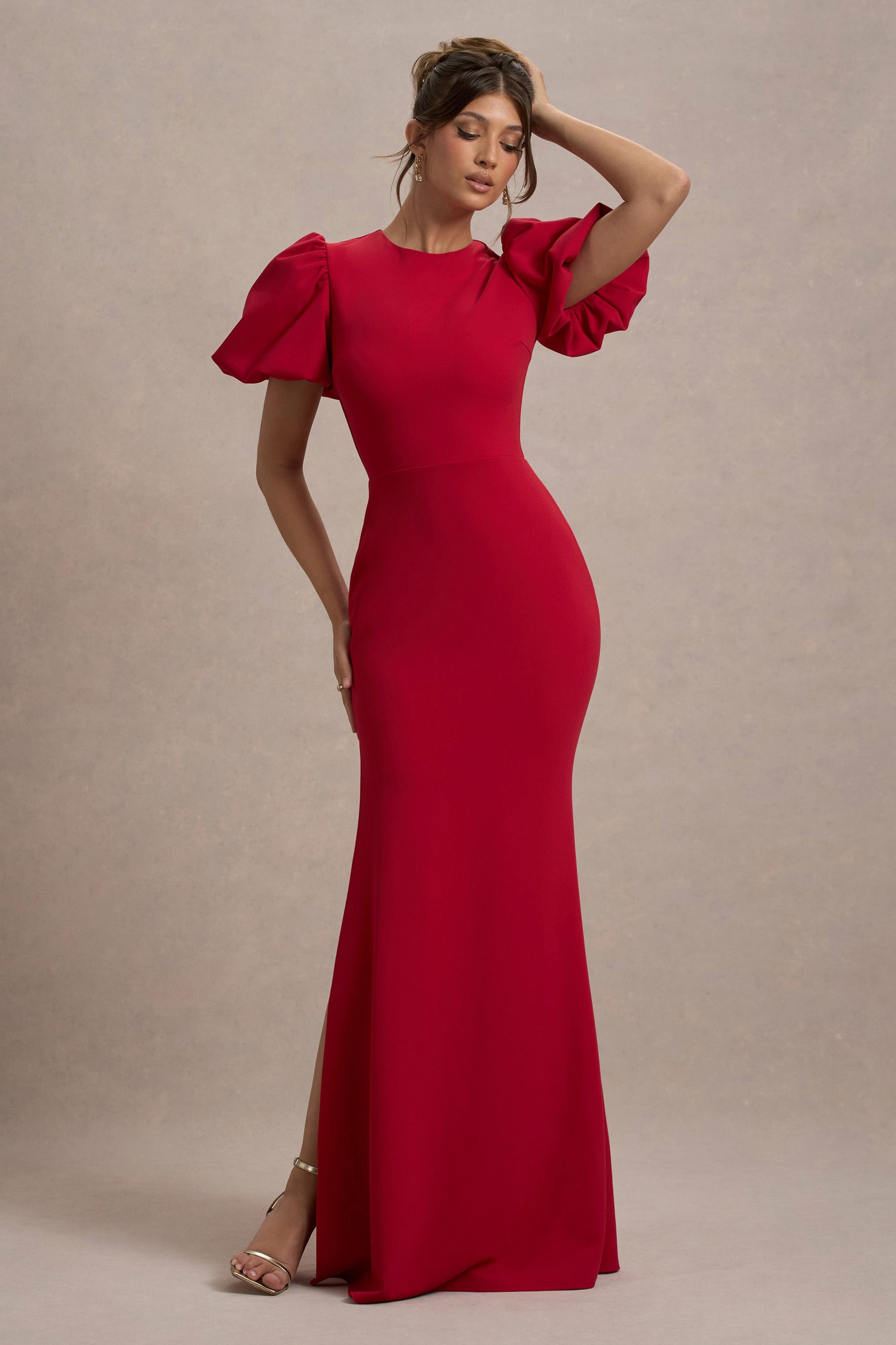 Love Letters | Red Puff-Sleeve Maxi Dress - Club L London - USA