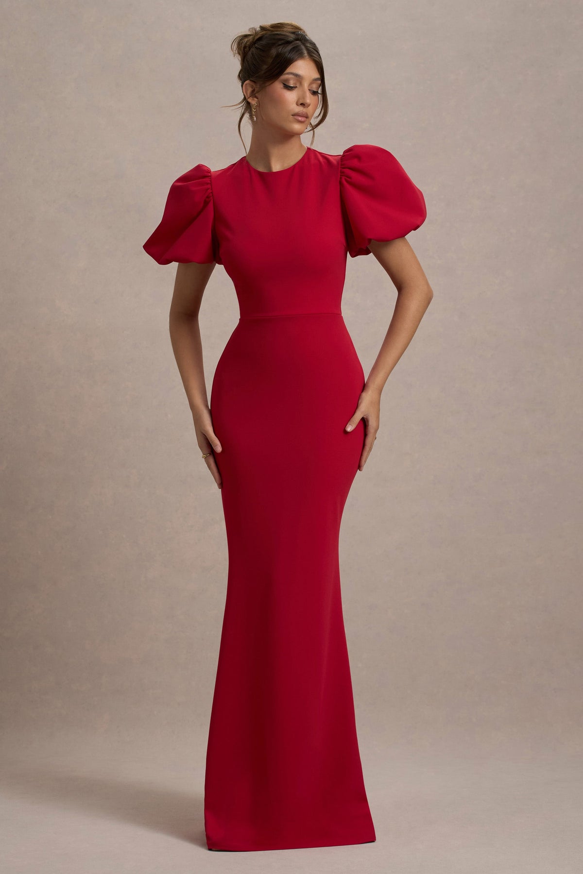 red maxi dress for women Love Letters | RED Puff-Sleeve Maxi Dress