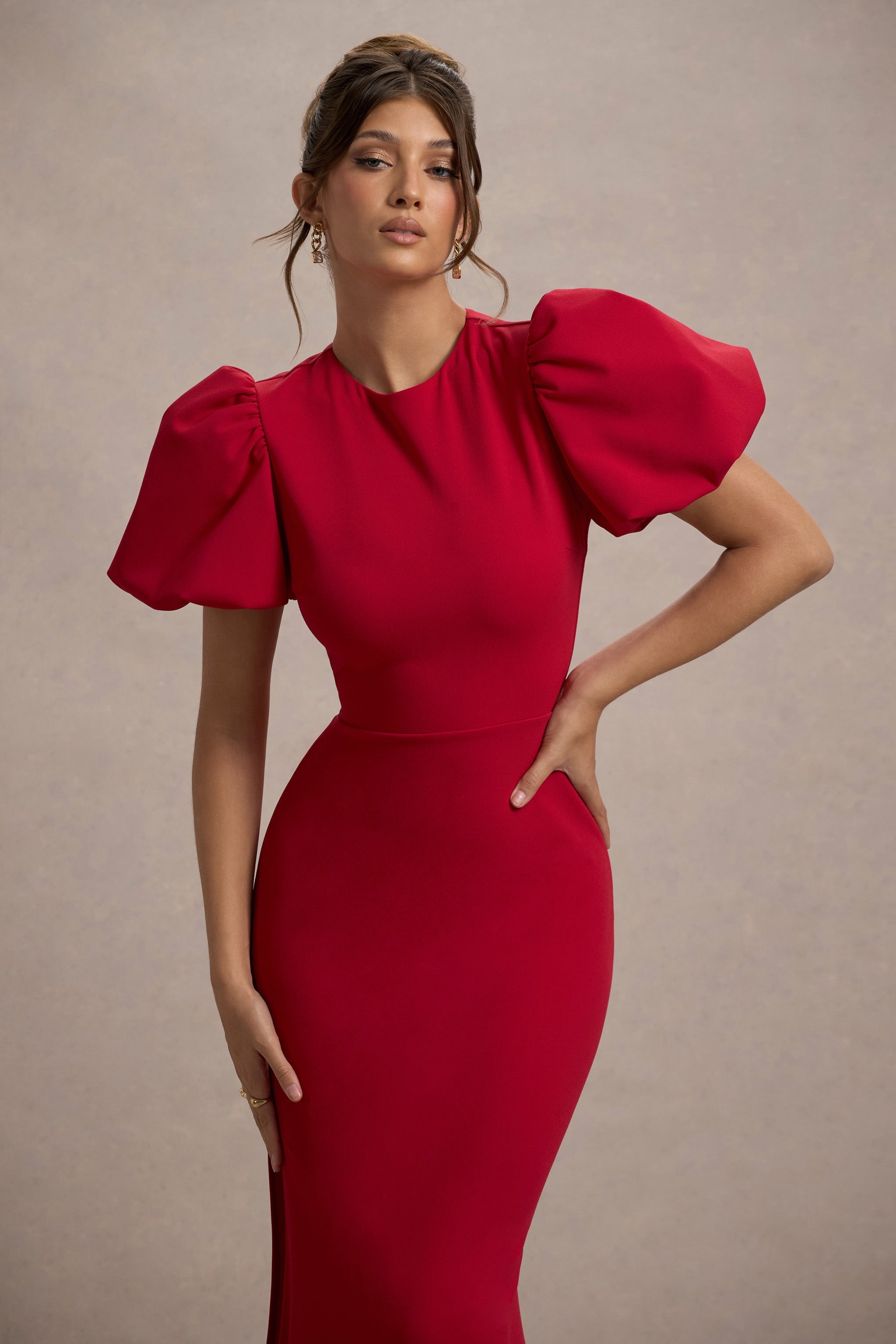 Love Letters | Red Puff-Sleeve Maxi Dress – Club L London - USA