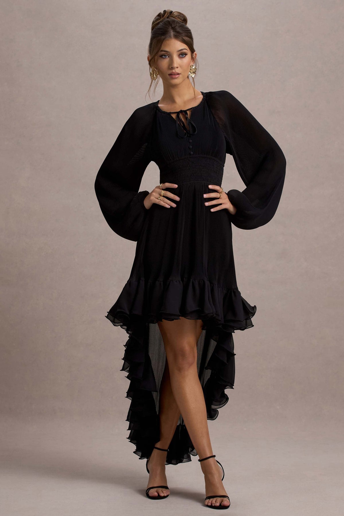 Namir Black High-Low Chiffon Maxi Dress Club L London - USA Namir Black High-Low Chiffon Maxi Dress Club L London - USA