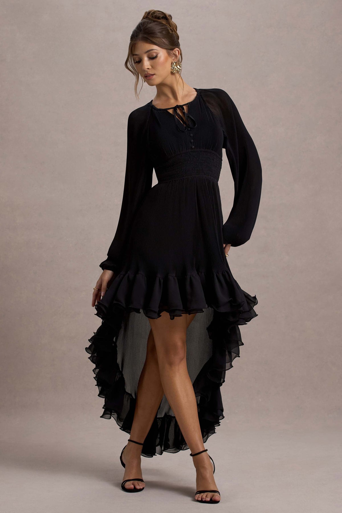Namir Black High-Low Chiffon Maxi Dress Club L London - USA Namir Black High-Low Chiffon Maxi Dress Club L London - USA