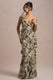 Wispy | Snake Print Plunge-Neck Ruffled Maxi Dress - Club L London - USA